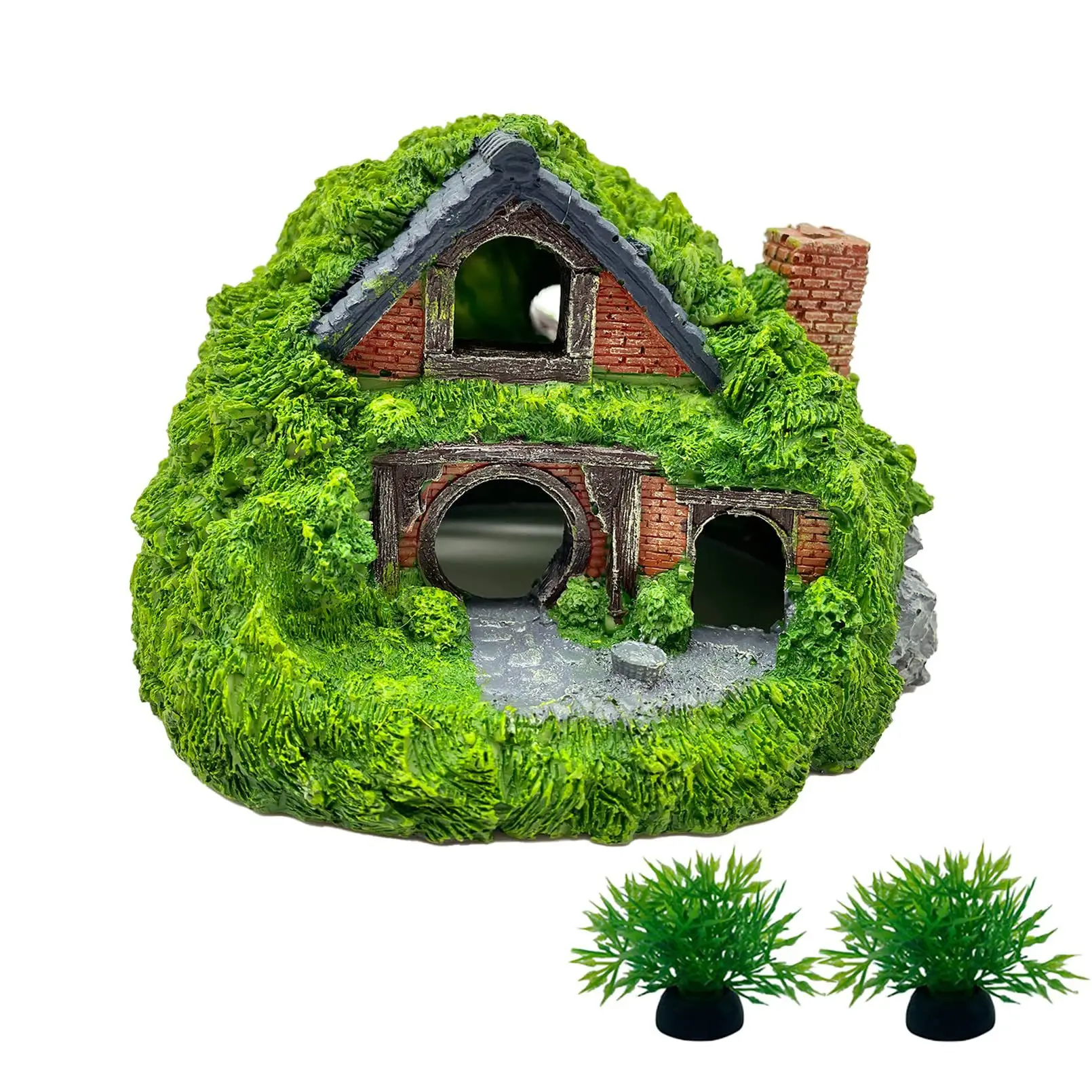 Aquarium decoration hobbit small landscaping room resin cave reptile fish tank dodge house