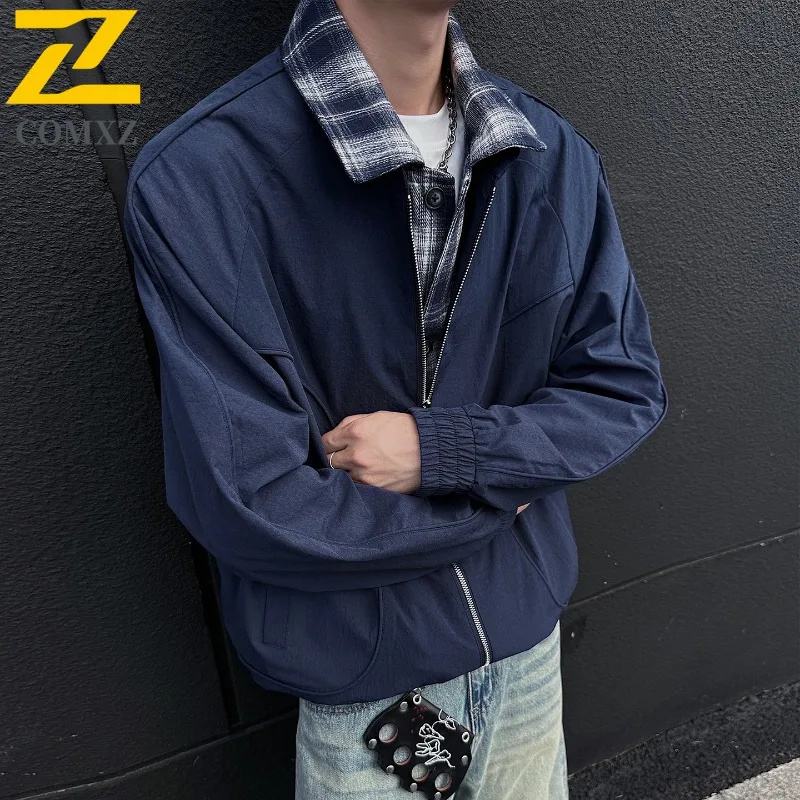 

COMXZ Men Outerwear 2025 Windproof Camping Walking Lightweight Windproof Autumn Overcoat Weekend Leisure Fashion Trench Jackets