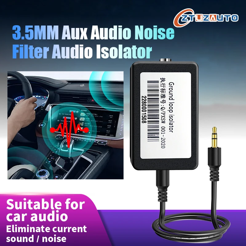 3.5mm Aux Audio Noise Filter Common Ground Loop Noise Isolator Eliminate for Car Stereo Audio System Current Noise reduction