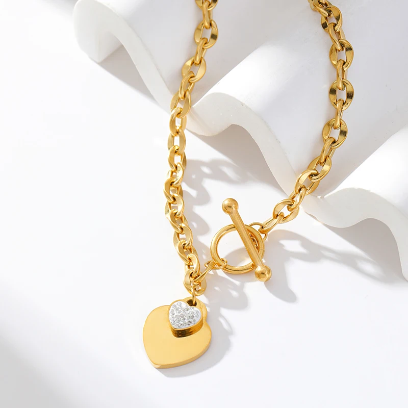 EILIECK 316L Edelstahl Herz-Liebesanhänger Halskette für Damen, trendige Gold- und Silberfarbe, wasserdichte Halskette, Schmuckgeschenk – Detail 17