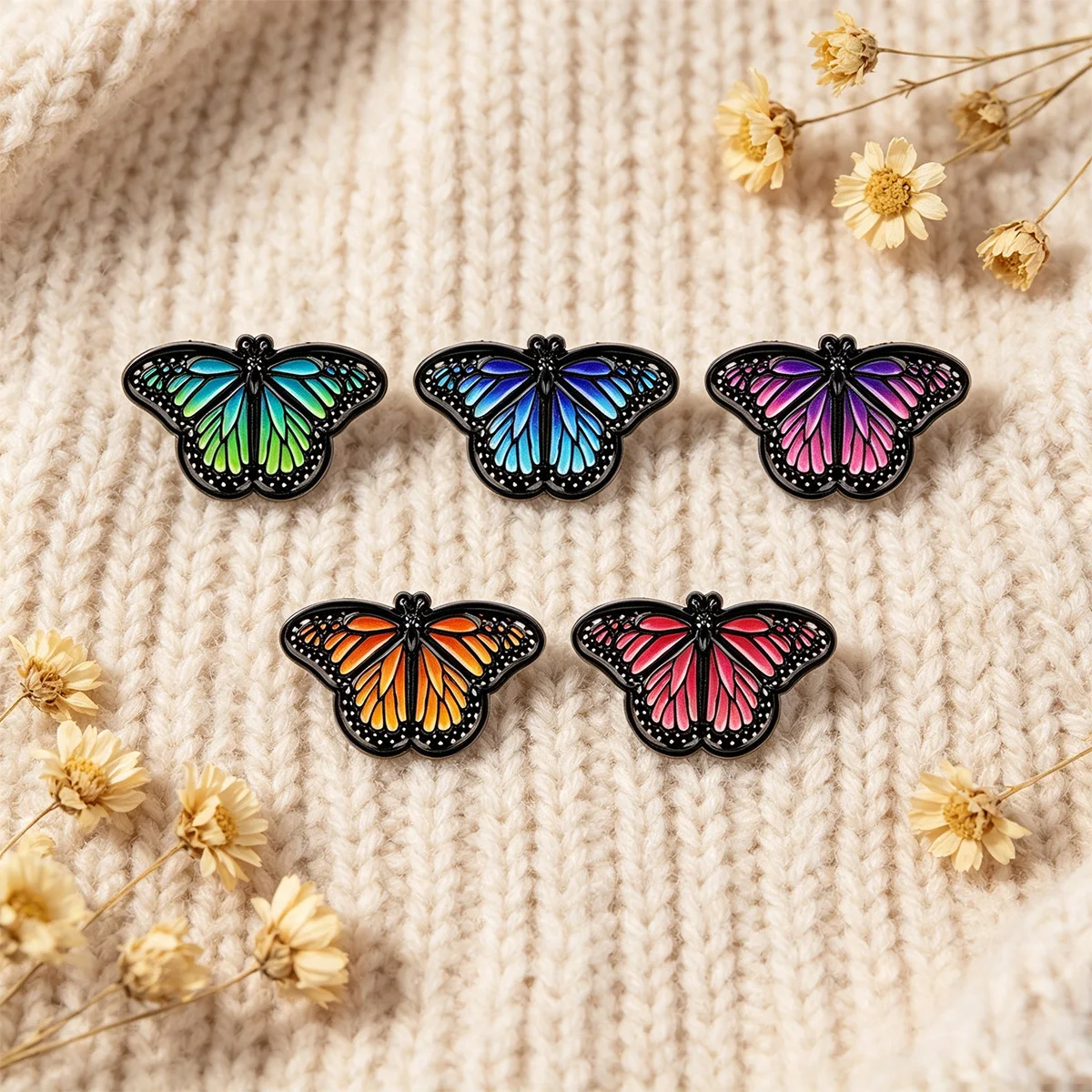 Butterfly Moth Scarab Beetle Enamel Pins Floral Colorful Insect Lapel Brooches Badges for Backpacks Clothing Decoration Gifts