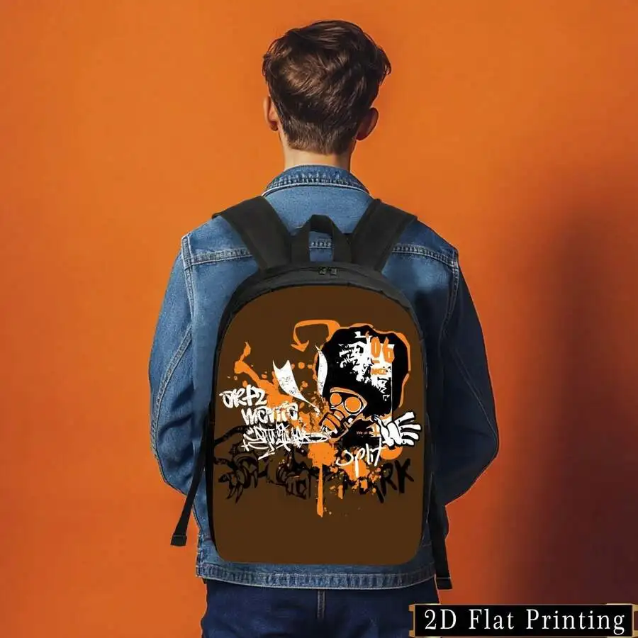 

Graffiti Print Backpack For Commuting Gym Travel Lightweight Adjustable Straps Zipper Closure