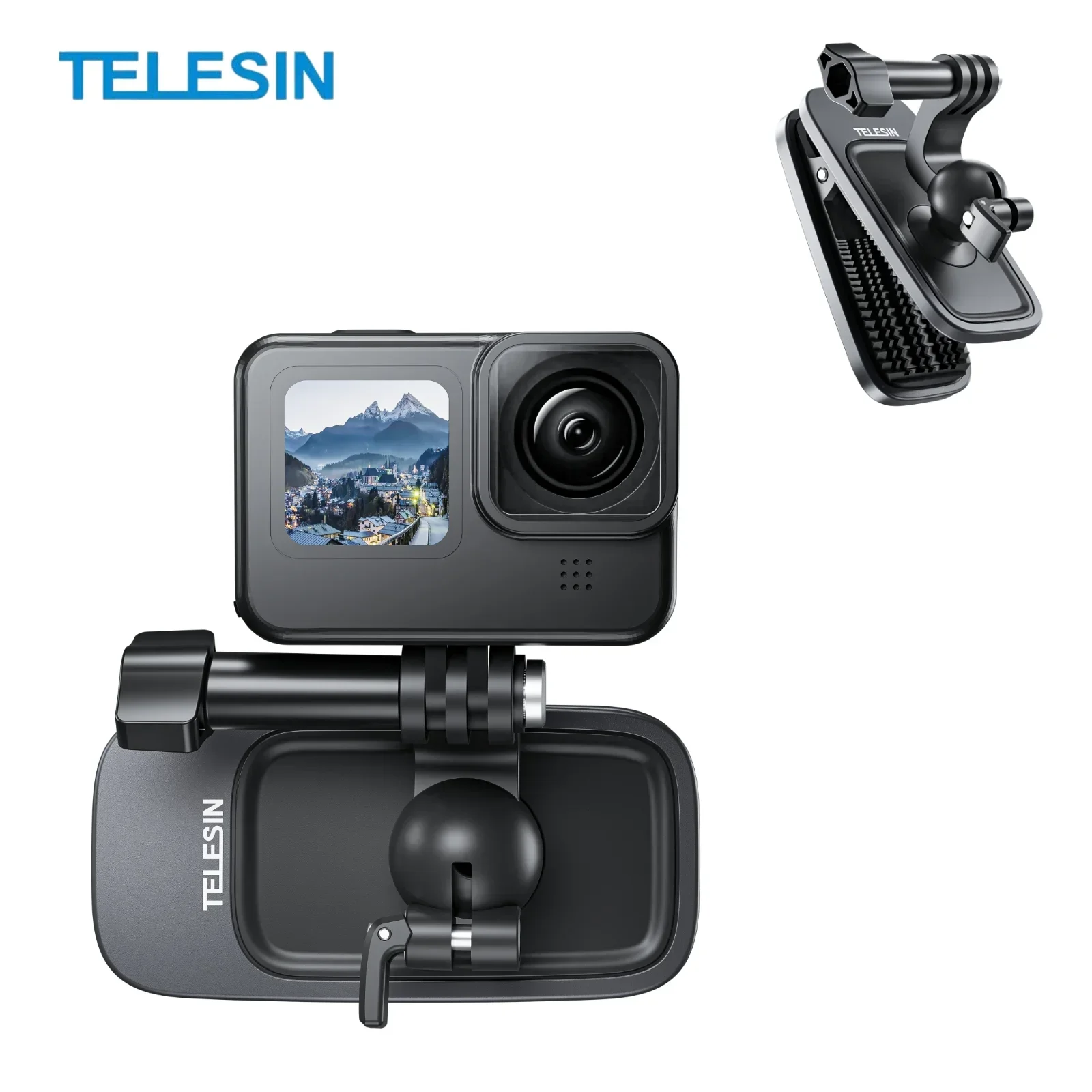 

Магнитный поворотный зажим TELESIN для GoPro Hero 13 12 11 10 9 8 7 Insta360 DJI Action 5 4 3 Магнитная основа с вращением на 360 градусов зажим для рюкзака