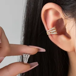 ZHONGVI Bohemian No Piercing Copper Inlaid Zircon Ear Cuff Wrap Stud Clip Earrings For Women Girl Trendy Earrings Jewelry Bijoux