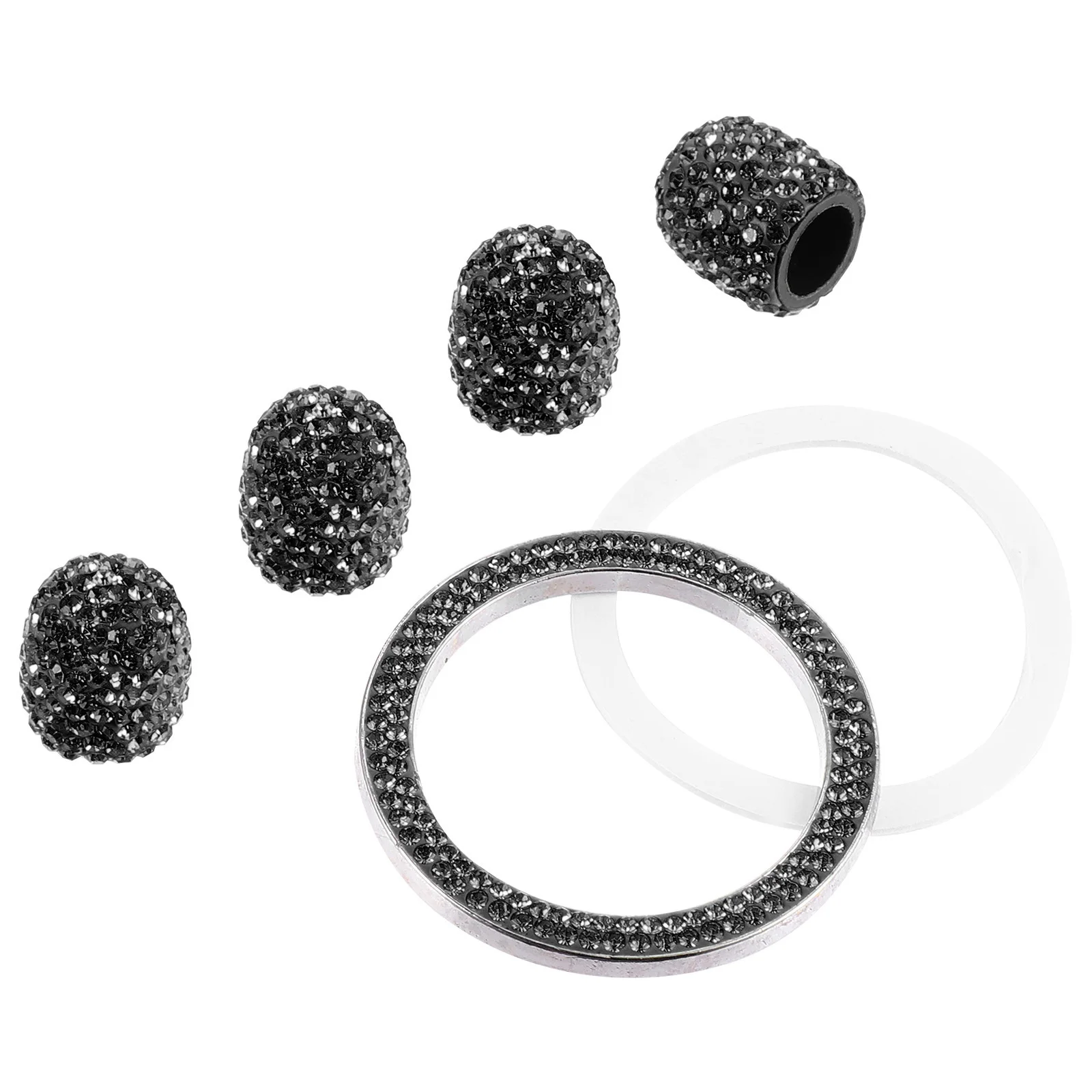 1 مجموعة سيارة الجذعية قبعات العالمي حجر الراين الإطارات الغبار قبعات تألق كاتب مفتاح غطاء فاخر السيارات بدء زر الديكور #1