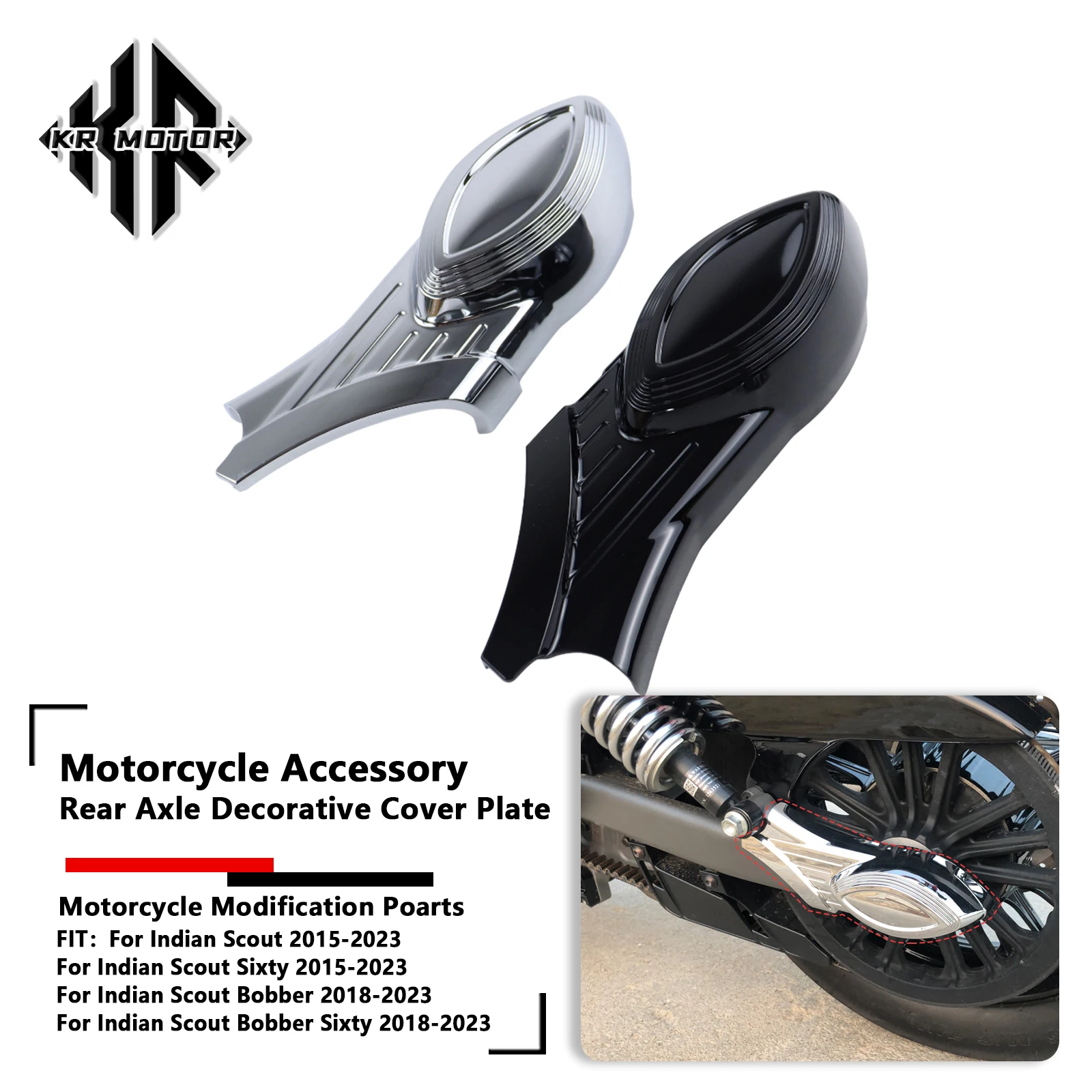 

KR MOTO мотоцикл подходит для Indian Scout Bobber Sixty 2015-2023, задняя крышка маятника, болт оси, декоративная наклейка, аксессуары для отделки