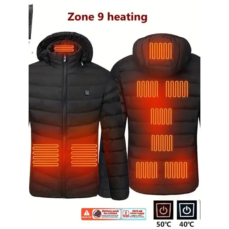 

Smart Heating Winter Jacket D 12933 USB Heated Jacket Outdoor Wearable for Couples Long Style Cotton Clothes for Men