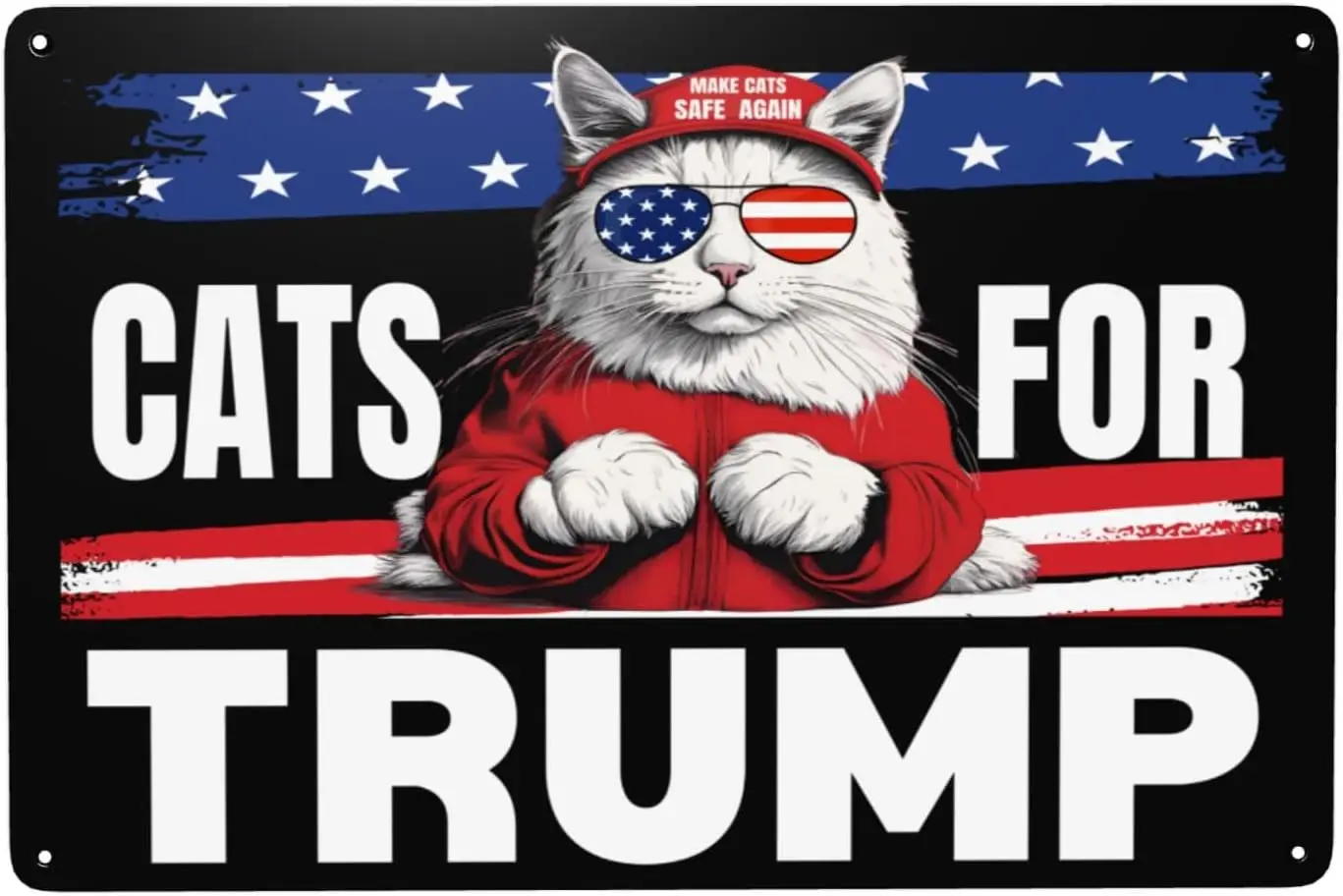 PPFINE Cat For Trump tin sign 2024 Make Cats Safe Vote Trump Retro 8x12 Sign Metal Sign Wall Decor