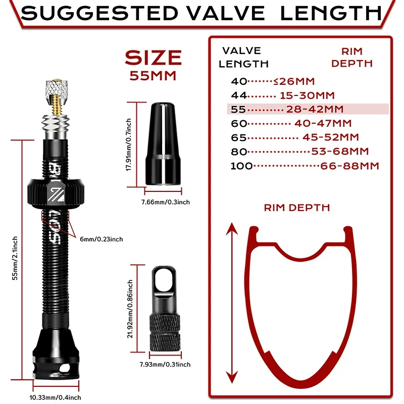 55MM 60MM 65MM Fahrrad Tubeless Ventil Presta Rennrad Tubeless Ventil Fahrrad Tubeless Laufradsatz Band Rennrad räder Dichtungsband – Detail 2