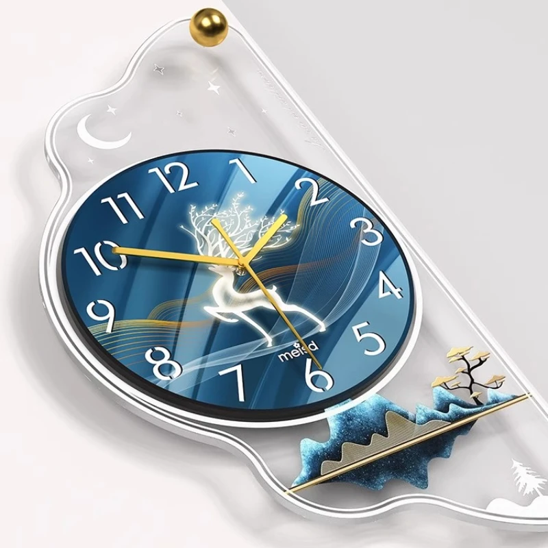 Living Room Turn Decoration Corner Wall Clock Mural LED Restaurant Clock Advanced Style Hanging Painting Wall Watch Quartz Clock