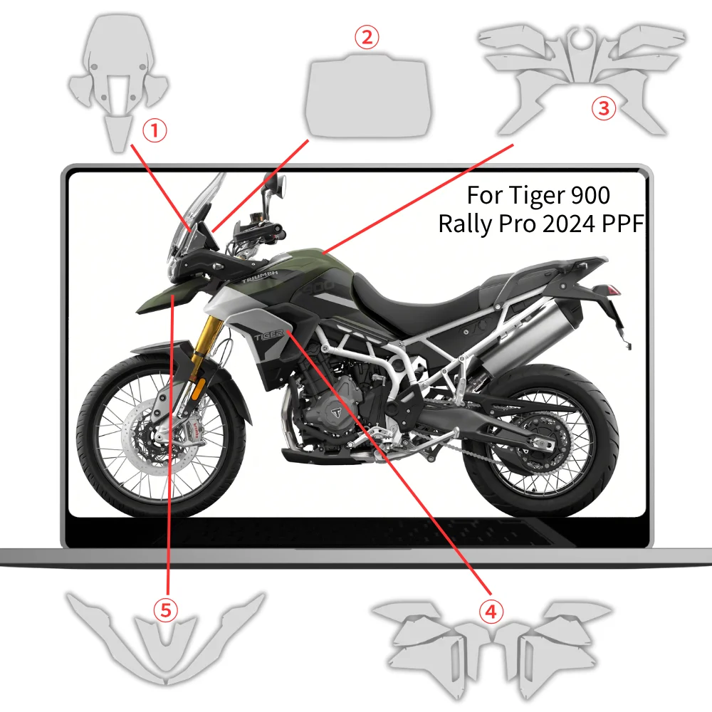 

For Tiger 900 Rally Pro 2024 PPF TPU Protective Film Full Body Paint Protection Scratch Resistant Kit tiger900 rally Accessories