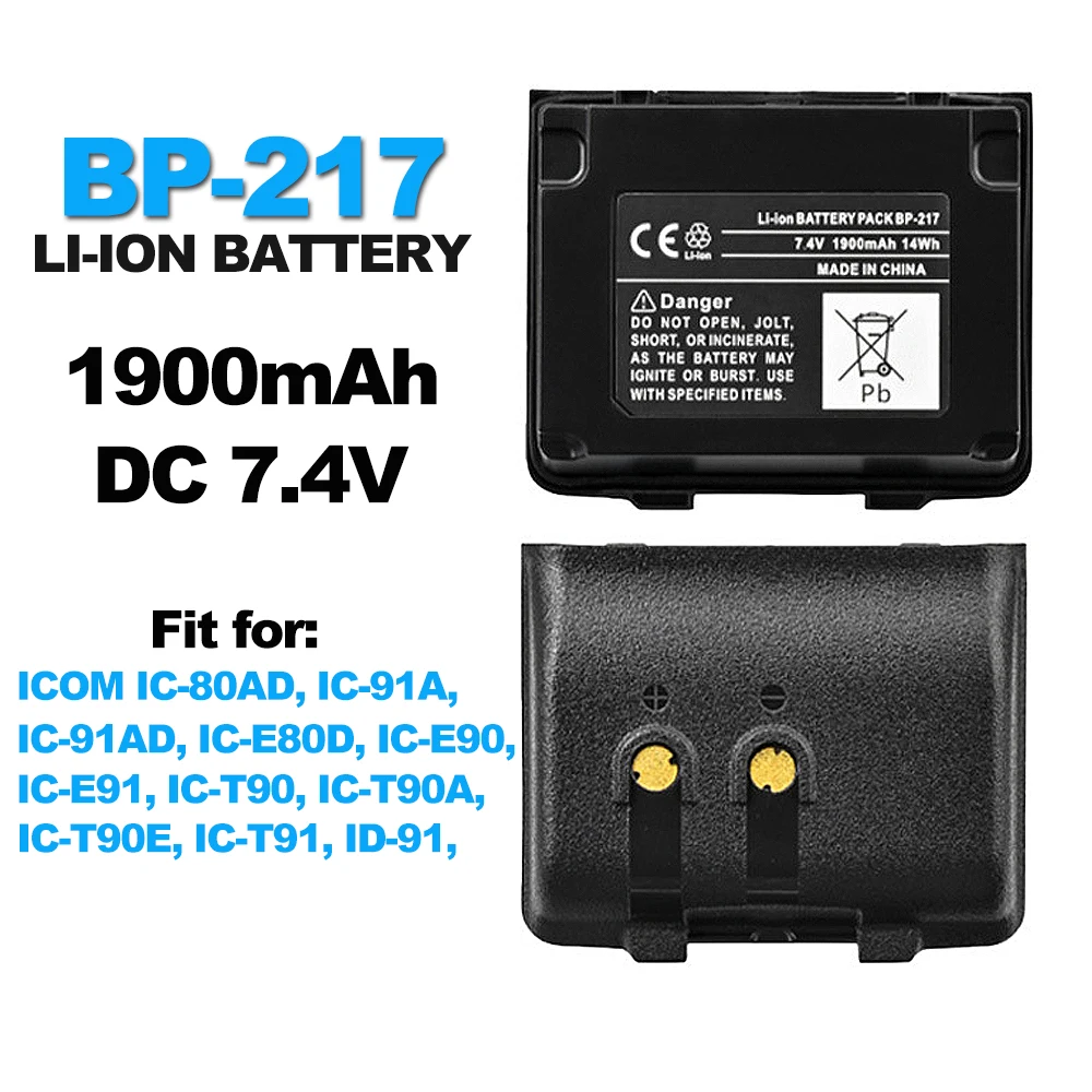 1900mAh BP-217 Walkie Talkie เปลี่ยนแบตเตอรี่สําหรับ ICOM IC-80AD IC-91A IC-91AD IC-E80D IC-E90 IC-E91 IC-T90 IC-T90A BP-217Li