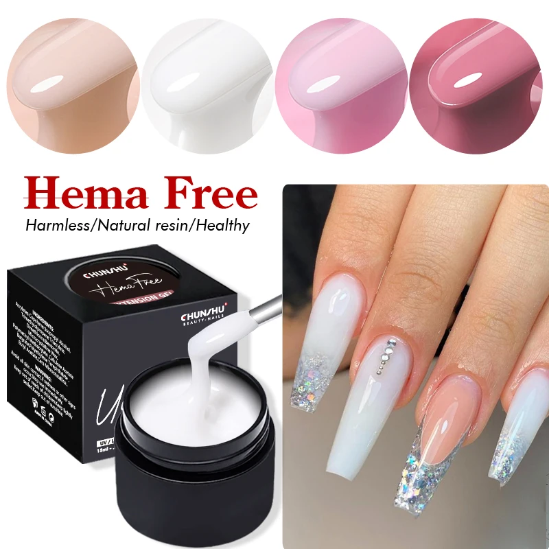 CHUNSHU 15ml Hema Free Extension Nail Gel 18 Colors Camouflage Builder Hard Gel Nude Milky White Pink Construction Nail Art Tool