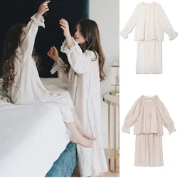 Girls' Home Wear Spring And Autumn New Print Long-Sleeved Children's Pajamas Set Lace Edge Girls' Pajamas Children's Clothing