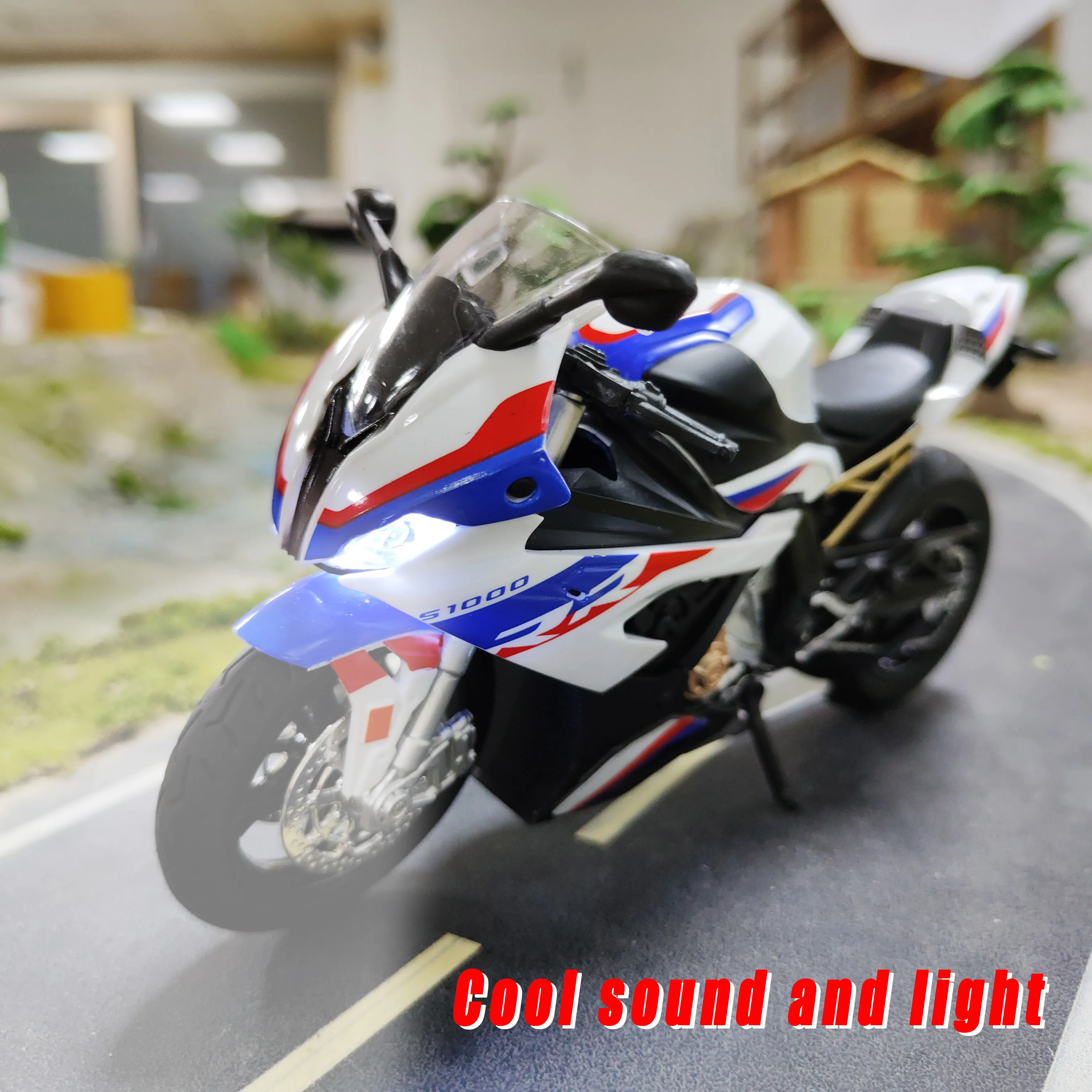 시뮬레이션 합금 오토바이 모델 장난감 자동차, 소리와 빛이 있는 오토바이 경주 모델, 생일 선물에 적합
