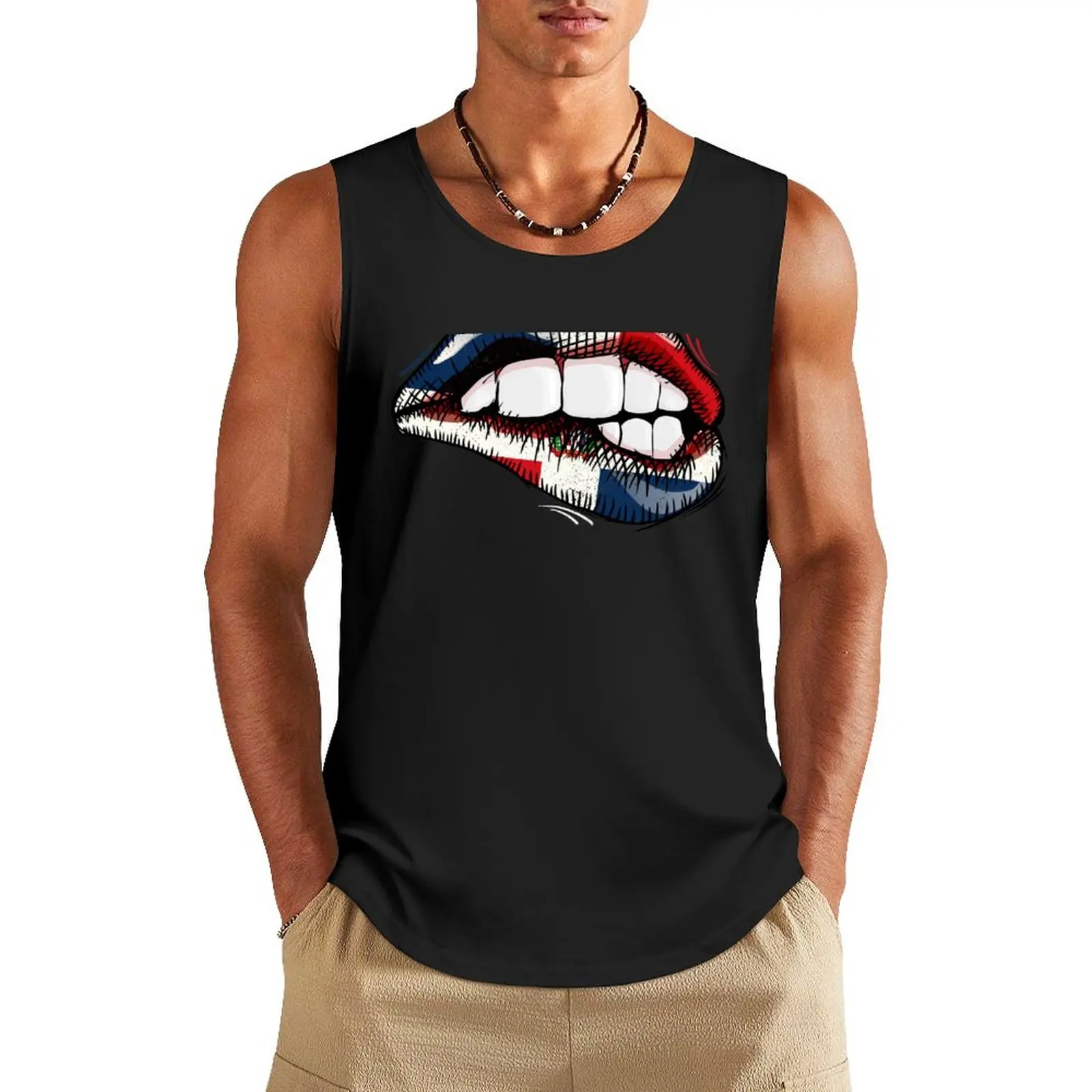 Sexy Biting Lips Dominican Flag Dominican Love Tank Top cute tops anime top summer clothes man 2024 Fitness men clothing