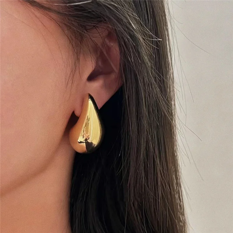 XUNYUE  Stainless Steel Earring Accessories Jewelry Making Metal Glossy Water Drop Enamel Huggie Earrings