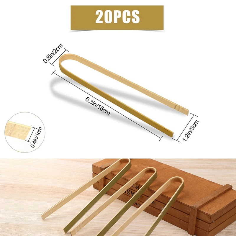 20Pcs Wooden Bamboo Tongs Cooking Utensils Mini Bamboo Tongs Natural Toast Tongs For Cooking Durable Easy To Use