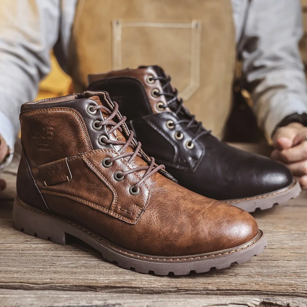 designer luxury shoes casual dr western boots man fashion motorcycle shoes PU leather ankle boots men zapatillas informales