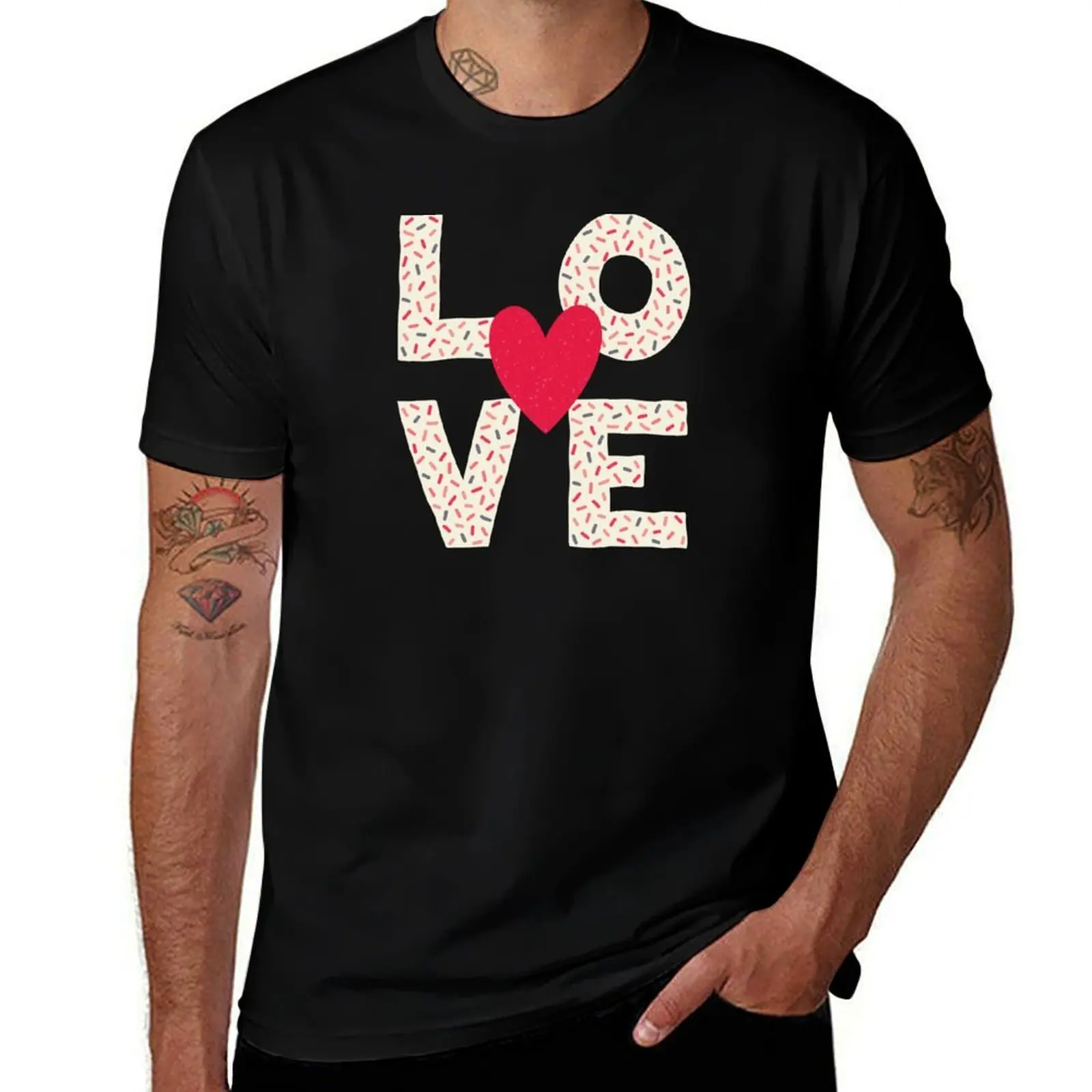 LOVE Typographic Design - on Dark Navy T-Shirt Summer Casual Loose T-Shirt