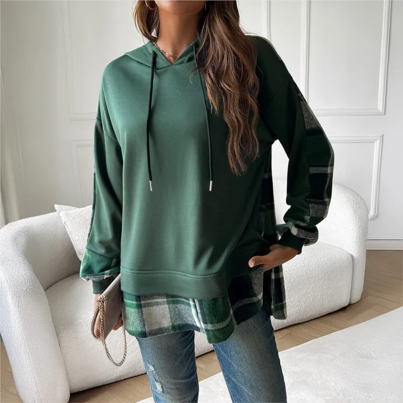 Women Casual Brown Loose Hoodies Autumn Winter Long Sleeve Hooded Sweatshirt Thick Simple Tops Lazy Style Pullover 2025 New