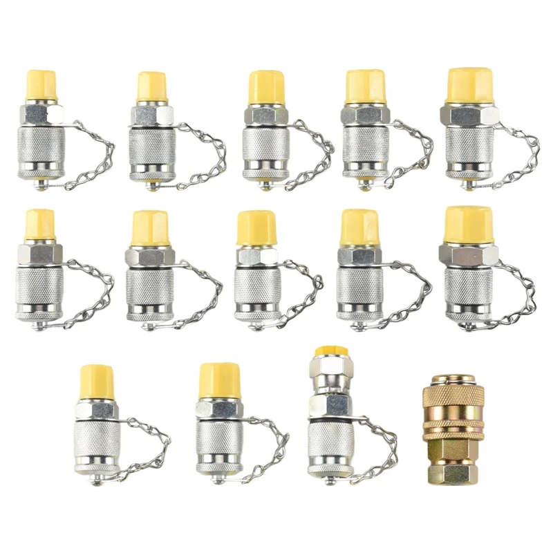 ABFKW 14Pcs Hydraulic Pressure Test Point Testing Coupling Adapter Set for Hydraulic System Kit