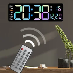 Macaron Coloful Digital Clock Temperature Date Week Display Brightness Adjustment Electronic LED Table Alarm Clock with Remote