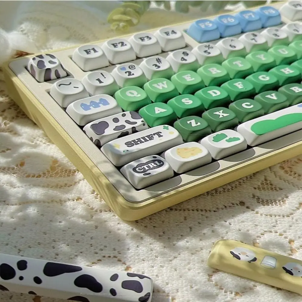 

New 132 Keys/Set Cow Pasture Keycaps Set PBT Material Double Shot MOA Key Caps Cute MOA Profile Replacement Keycaps