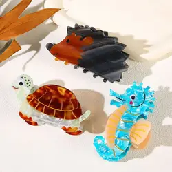 1pc New Acetic Acid Plate Marine Animal Hair Clip Seahorse Turtle Grasp Clip Disc Hair Tail Clip Shark Clip Hedgehog Hair Grasp