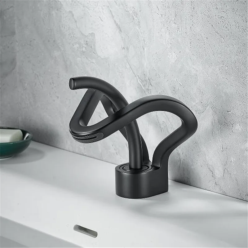 

Sink Mixer Tap Hot Cold Waterfall Basin Faucet Tuqiu Gold Bathroom Black Basin Brass Creative Gray Bathrooom