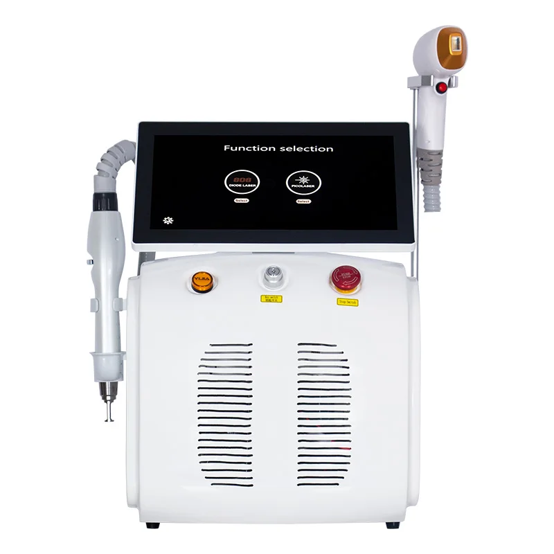 2 Handles Laser Hair Removal Tattoo Removal 2-in-1 4000W 808/755/1064NM Machine Painless Non-invasive Permanent Hair Removal