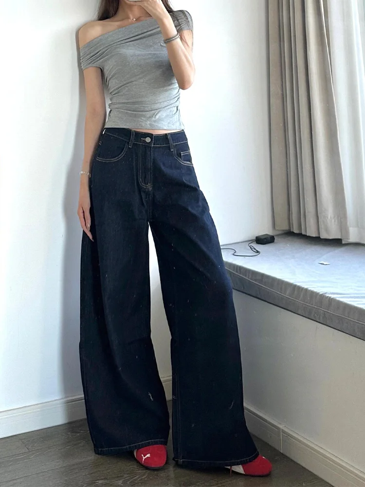 

High Waist Wide Leg American Style Spicy Girl Jeans Women Loose Casual Straight Cut Slimming Versatile Drapey Long Pants