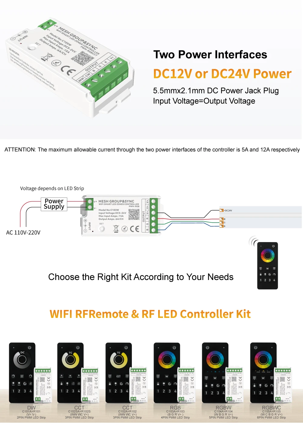 Tuya Samrt Bluetooth WiFi Zigbee LED Light Strip Controller Alexa Speaker Zone Sync Music Dimmer CCT RGB 12V 24V Home Commercia