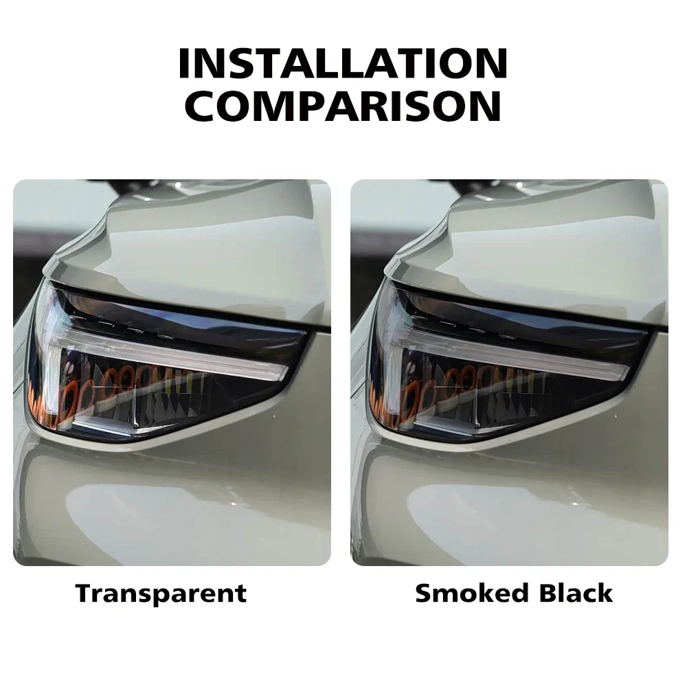 For Volvo C40 EC40 2021-2026 Premium High-Gloss Smoke Black TPU Headlight Protection Film Pre-Cut PPF Anti-Scratch Vinyl Kit
