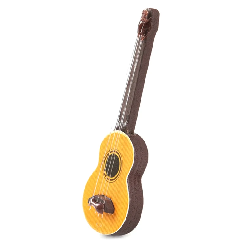 1:12 domek dla lalek miniaturowy Mini gitara klasyczna Instrument zabawkowy Model do dekoracji domu prezenty dla dzieci do rękodzieła z drewna