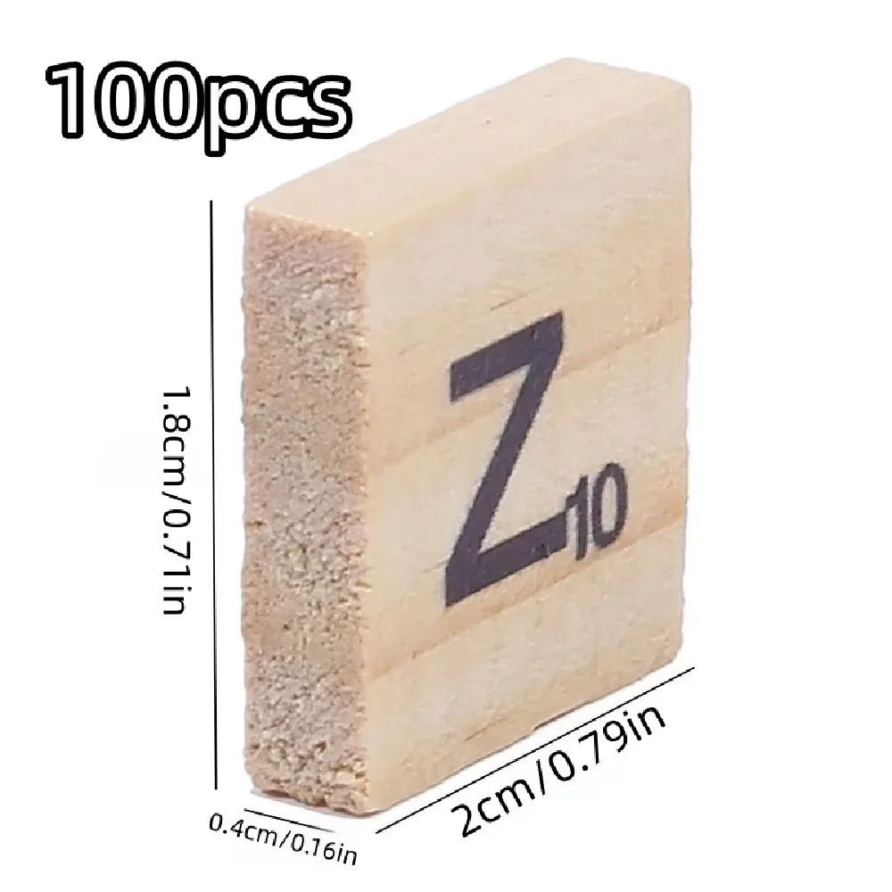 100pcs English Letter Wood Tiles Self Adjustable Sticker Natural Woodle Alphabet Number Block Educational Gift