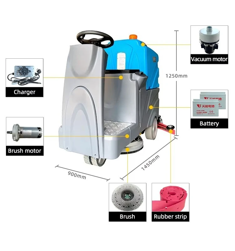 20-Zoll-Ride-On Advanced Floor Cleaning Scrubbing Machine Kommerzieller Supermarkt-Bodenschrubber