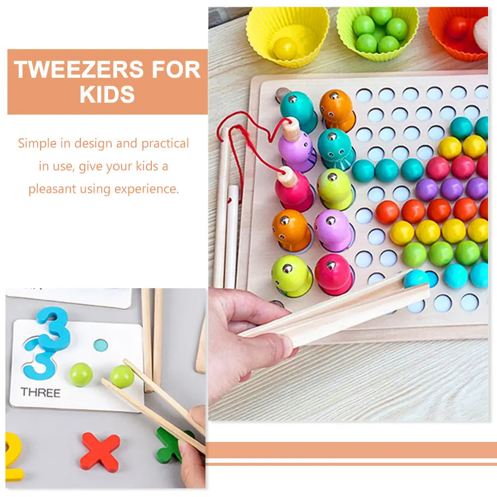 

2Pcs Educational Wooden Clips Kids Wooden Tweezers Fine Motor Skill Early Learning Development Sorting Counting Set