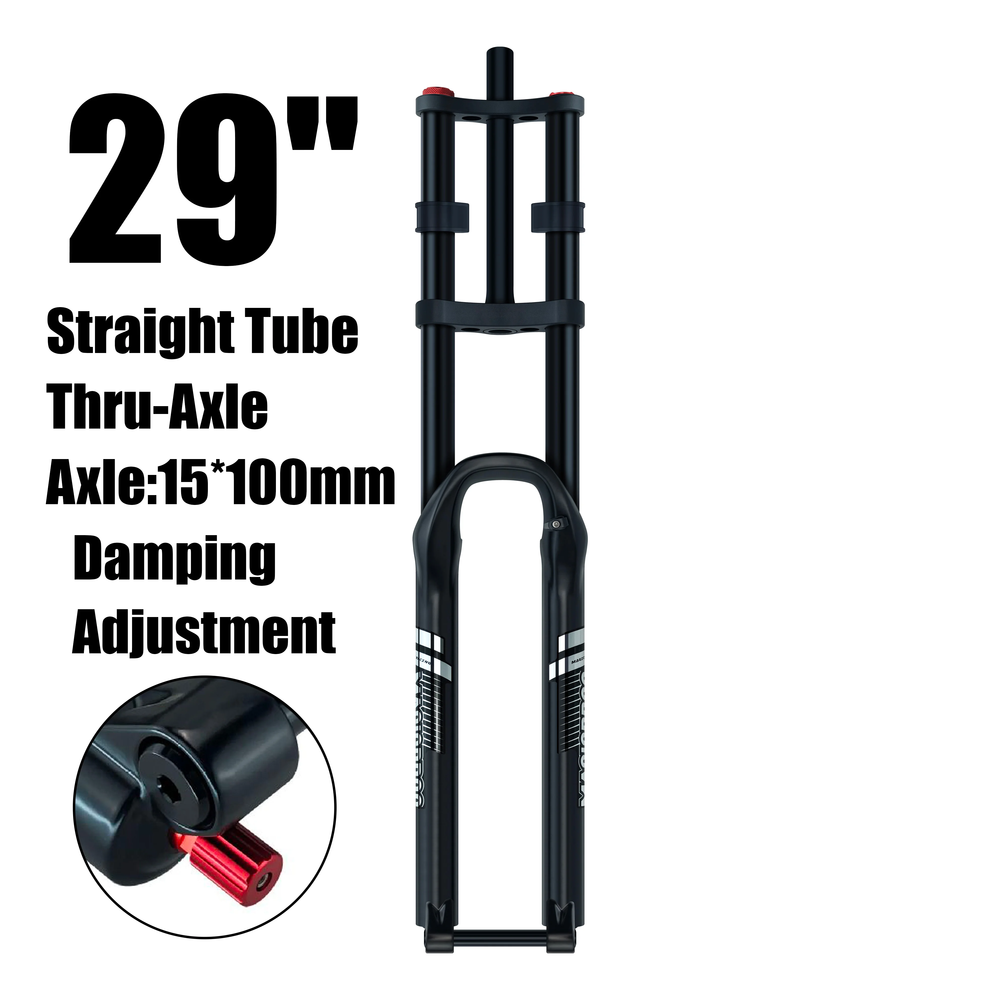 MAGICBROS Dubbele Schouder Luchtvering Vork Schijfrem 180MM Veerweg 15*100 / 110MM Elektrische E-Bike Mountainbike Lucht Vork
