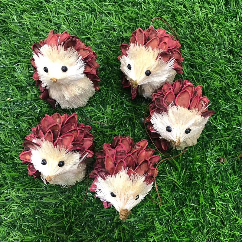 Natural Handmade Straw Hedgehog Pendant Garden Retro Plant Wall Decoration Animal Pendant Garden Supplies Holiday Birthday Gift