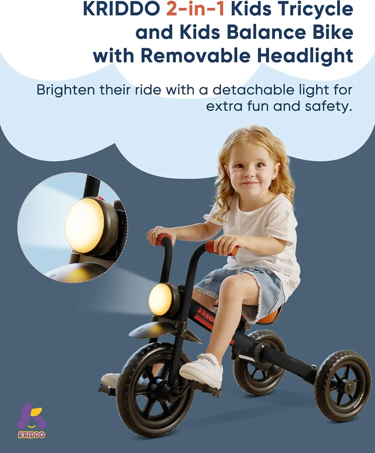 Rowerek biegowy dziecięcy 2 w 1 i trójkołowy dla dzieci w wieku od 2 do 5 lat, rowerek biegowy dla malucha z odłączanymi pedałami, trójkołowce dla 3-5 lat