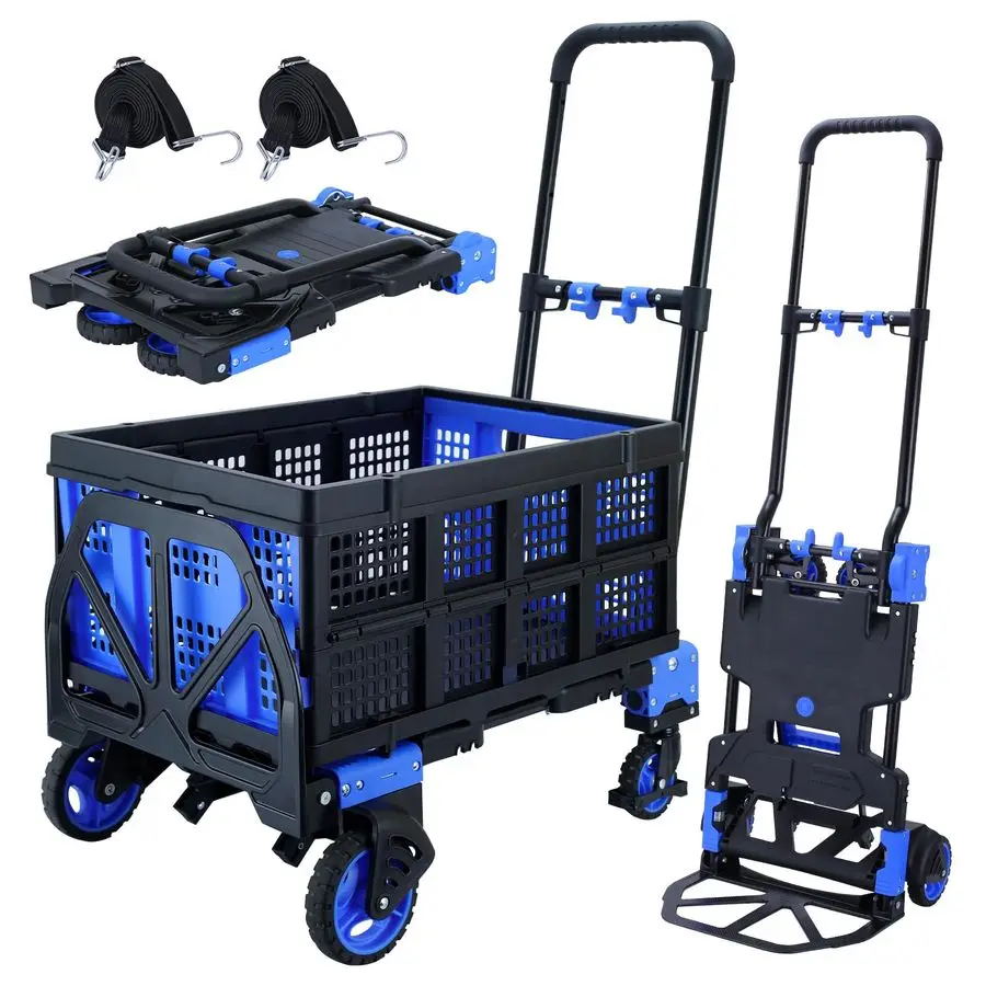

Ручная тележка в 1, складная тележка с корзиной, складная ручная тележка с выдвижной ручкой, складная ручная тележка емкостью 330 фунтов, портативная