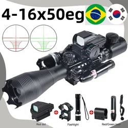 Tactical 4-16X50EG Optics Adjustable Red/Green Crossbow Reticle Illuminated Scopes Outdoor Long Range Combo Fits 20mm Rail Mount