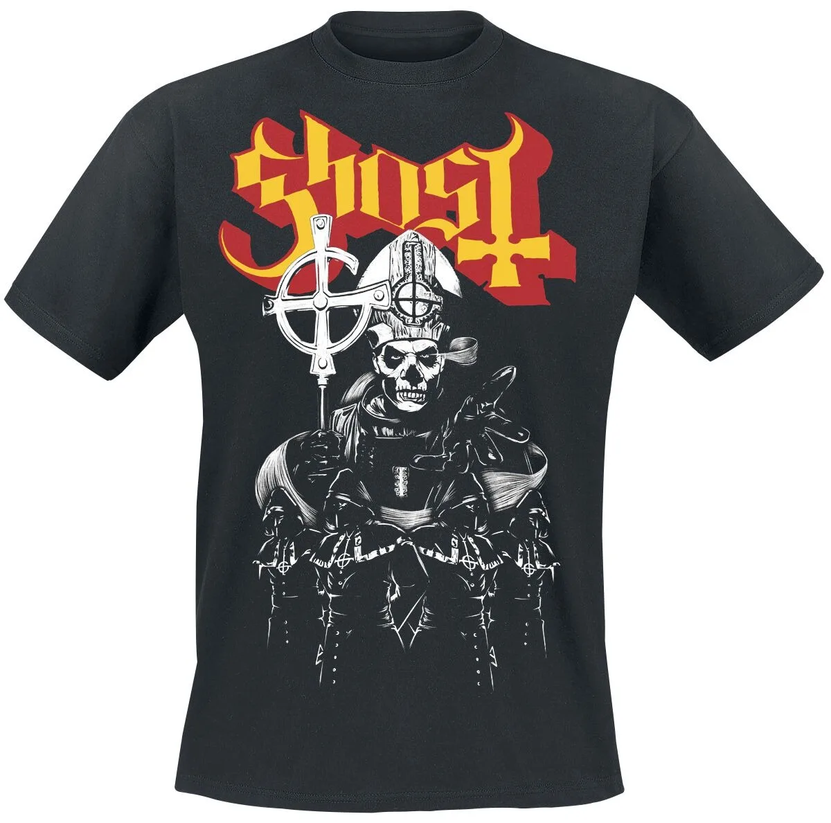 Ghost Vintage Band Logo Print T-Shirt, Pure Cotton Casual Neutral, Iconic Swedish Heavy Metal Rock Fashion Short Sleeve
