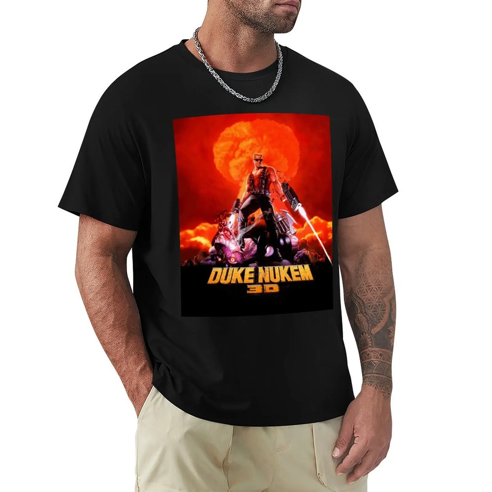 

Duke Nukem 3D retro game print (High Contrast) T-Shirt vintage anime shirt funny shirt cotton men t shirts high quality