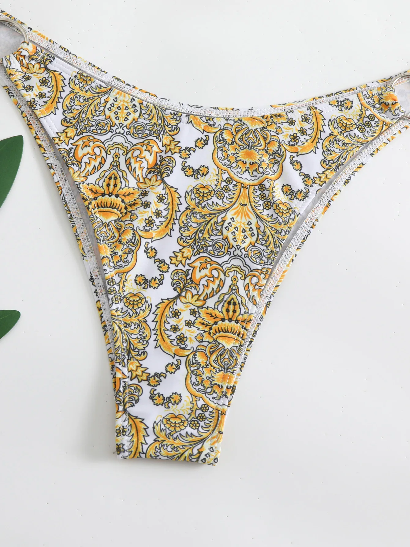 bikini sexy con stampa vintage set due pezzi anello in metallo costume da bagno a vita alta Costumi da bagno conjunto de bikini tankini beachwear biquini