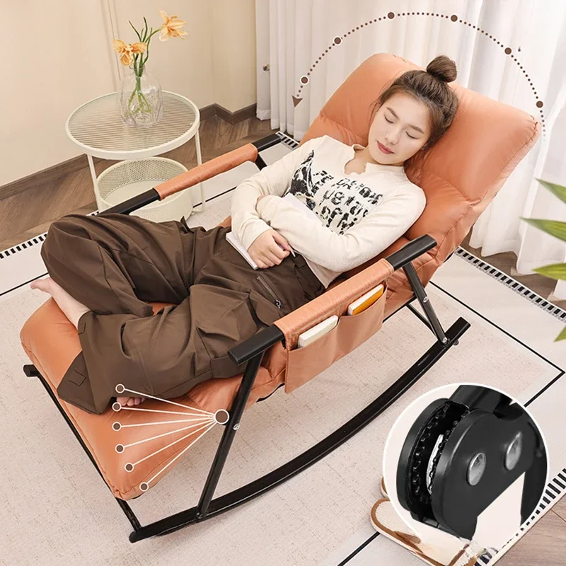 Foldable Lie Flat Chaise Lounge Seat Sleep Living Room Furniture Lunch Break Balcony Chaise Lounge Adjust Home Sedia A Rotelle