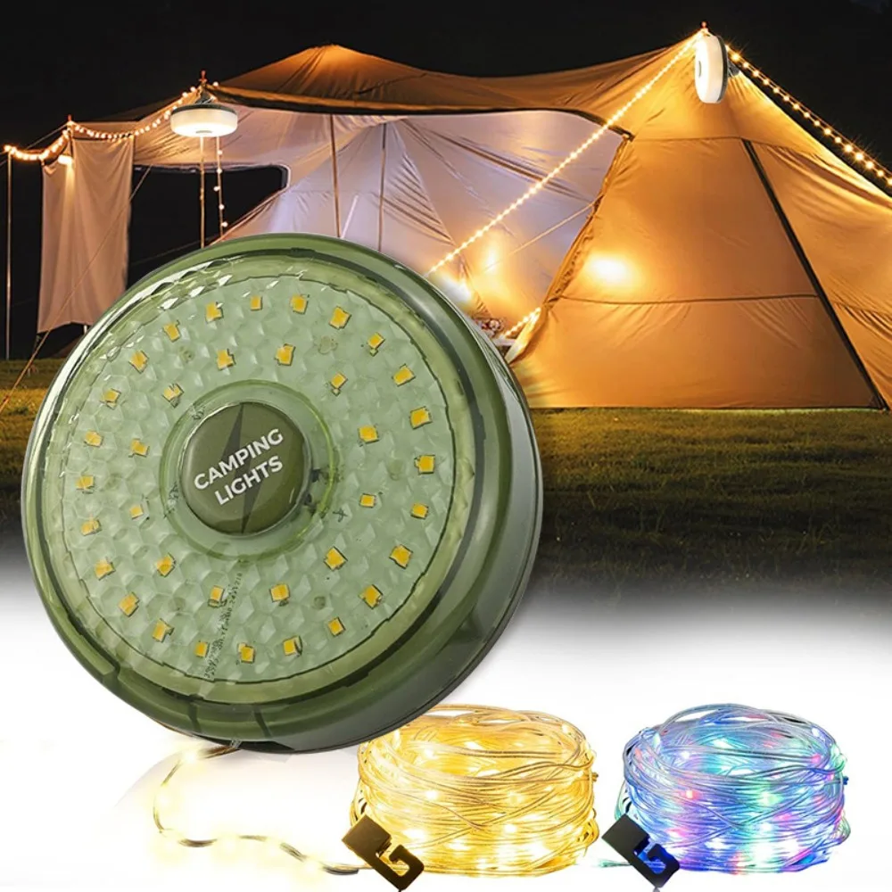 

Cross-border new colorful atmosphere outdoor tent multi-functional led camping tape measure storage camping RGB string light
