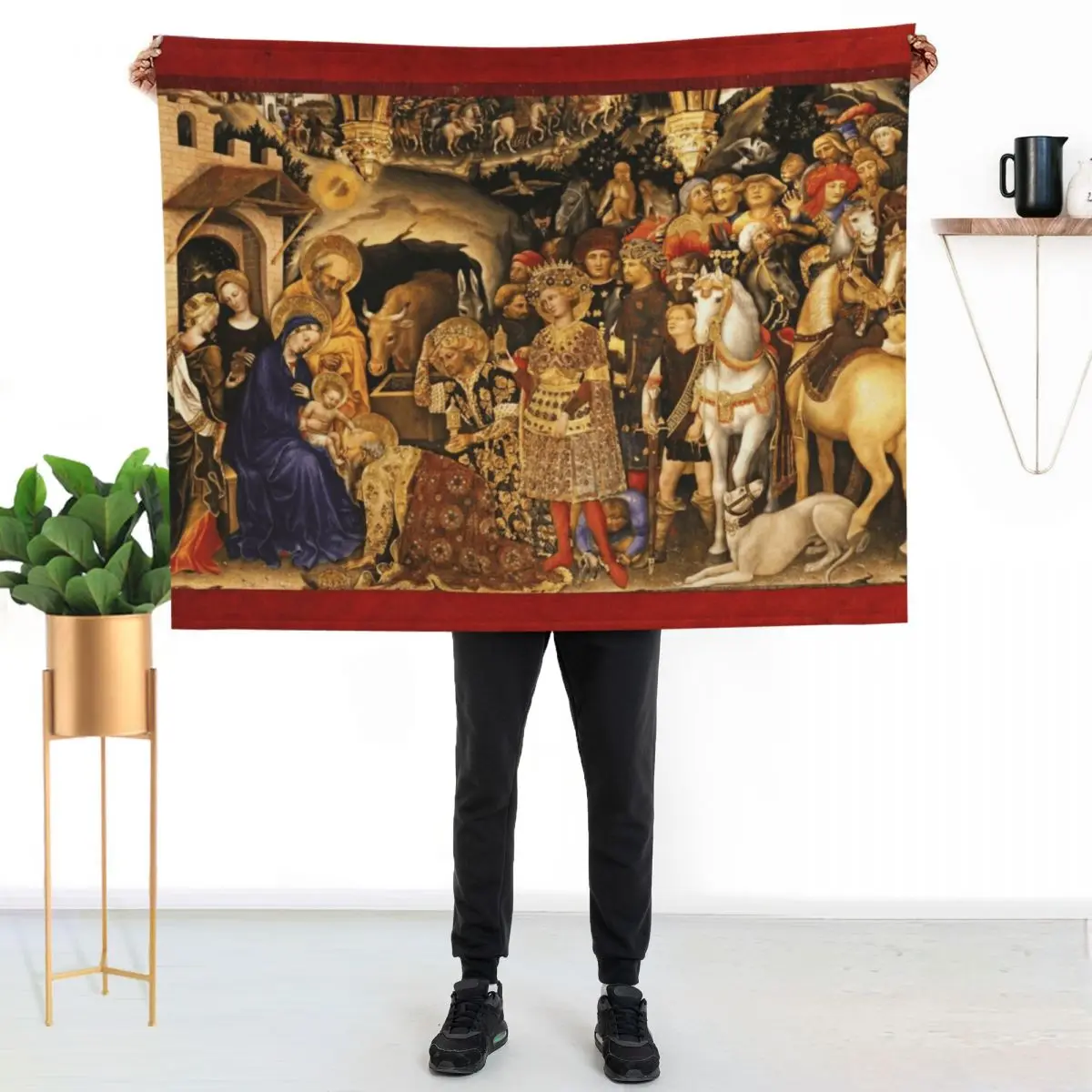 ADORATION OF MAGI Nativity by Gentile Da Fabriano Throw Blanket Furry funny gift Plush Thermal Blankets