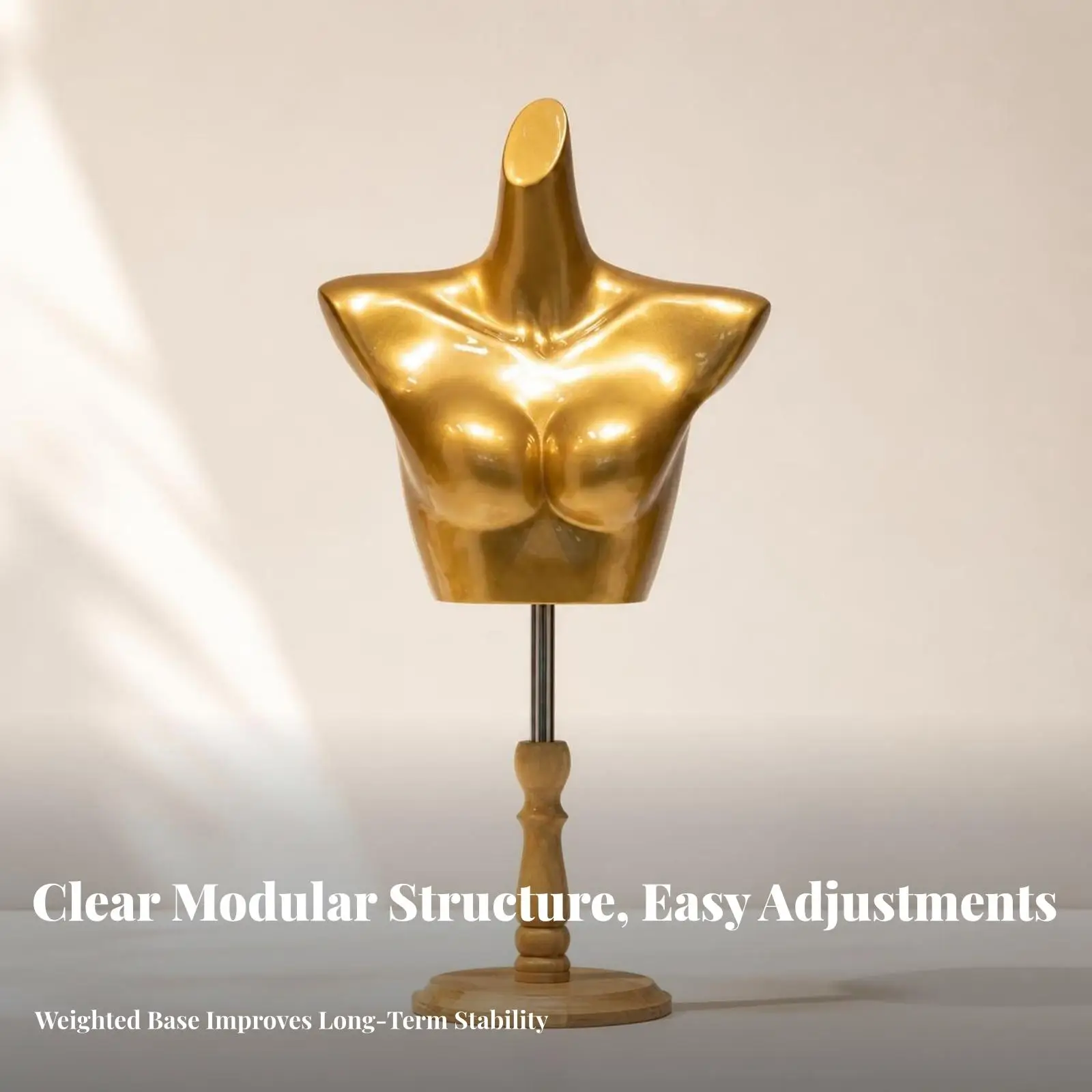 Stylish Gold Female Torso Mannequin Bust Form for Boutique Lingerie and Shapewear Display Stand